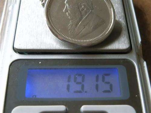 Antique 1896  Kruger 2 shilling coin sterling silver pendant on rope chain - weight 19.15 g.