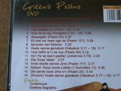 DVD and CD - Griekwa Psalms - Randall Wicomb