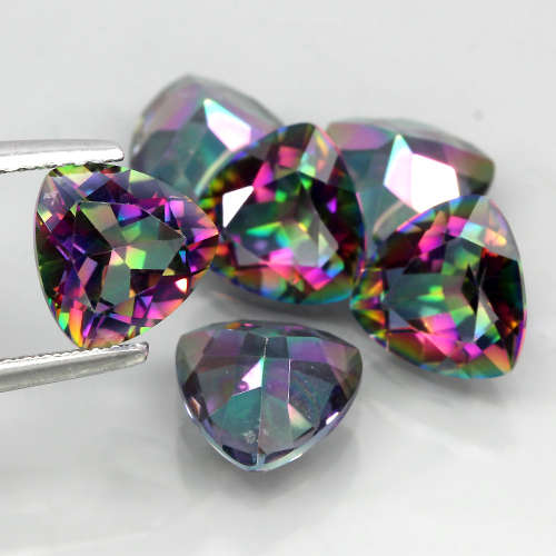 Superb 9-71 ct rainbow quartz lot (6 pieces)