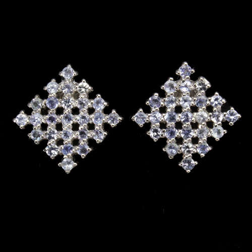 Gorgeous solid sterling silver white gold plated natural Tanzanite earrings - weight 4-68 g