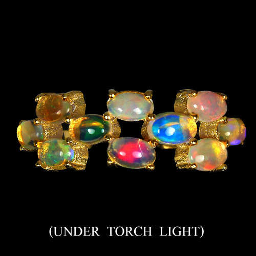 Magnificent solid sterling silver 14 ct yellow gold natural fire Opal ring - weight 2.63 g