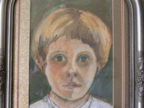 Original Vintage pastel of boy in beautiful wooden frame size 58cm x 37cm!!!!