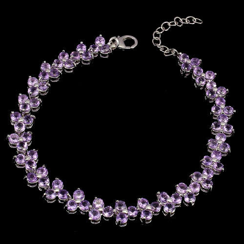 Spectacular natural amethyst bracelet, 14 ct white gold over solid sterling silver