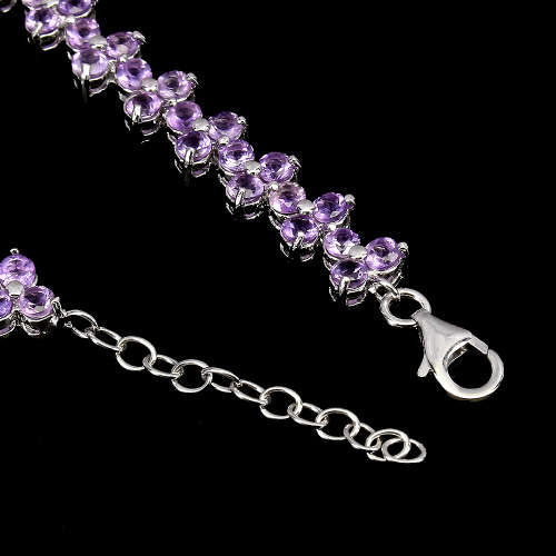Spectacular natural amethyst bracelet, 14 ct white gold over solid sterling silver