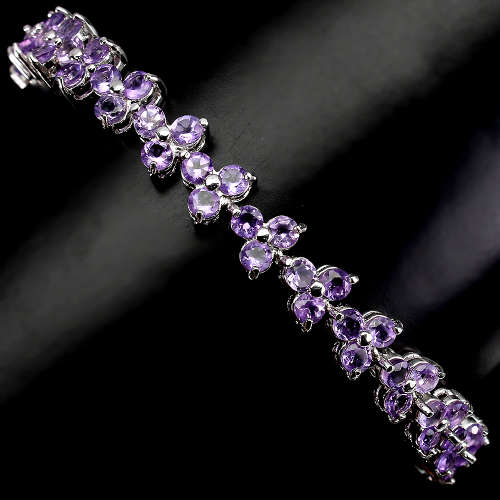 Spectacular natural amethyst bracelet, 14 ct white gold over solid sterling silver