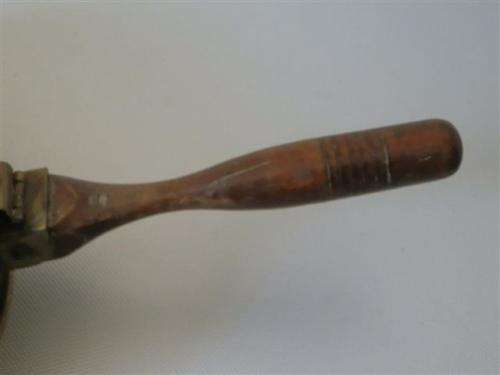 Vintage Embossed Yellow Copper Wood Handled Silent Butler with Lid