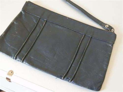 Vintage Navy Geniune Leather Ladies Clutch Bag