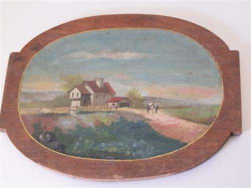 Antique landscape oil painting on solid wood