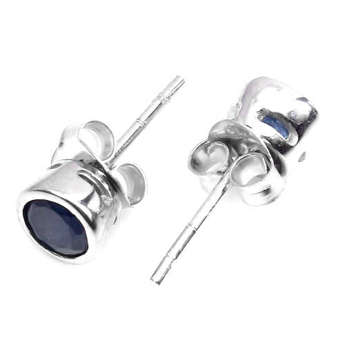 Charming Sold Sterling Silver Natural Blue Sapphire Earrings