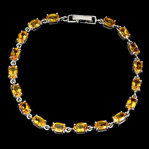 Spectacular Solid Sterling Silver Natural Citrine Bracelet