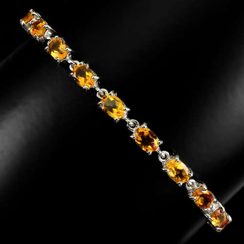Spectacular Solid Sterling Silver Natural Citrine Bracelet
