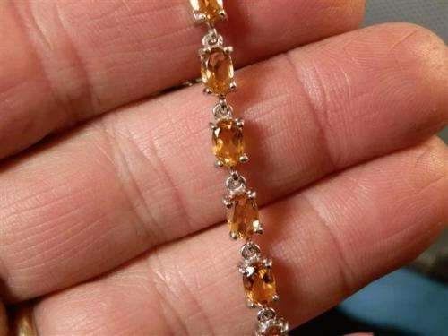 Spectacular Solid Sterling Silver Natural Citrine Bracelet