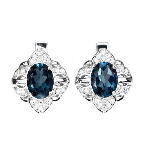 FOR Elmine Mudge ONLY - Sterling Silver Natural London Blue Topaz Necklace and Earrings ONLY