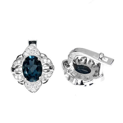 FOR Elmine Mudge ONLY - Sterling Silver Natural London Blue Topaz Necklace and Earrings ONLY
