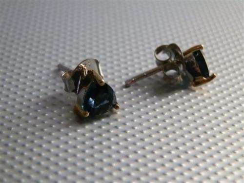 Marvelous Solid Sterling Silver Natural Deep London Blue Topaz Earrings