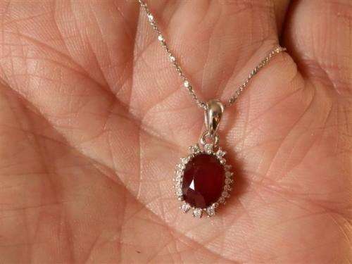 Sparkling Solid Sterling Silver Natural Top Blood Red Ruby and White Topaz Necklace