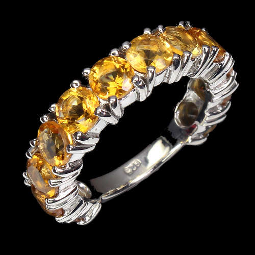 Striking Earth Mined Brazilian Citrine Ring Solid Sterling Silver 14 ct White Gold, no Tarnish