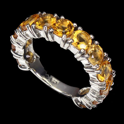 Striking Earth Mined Brazilian Citrine Ring Solid Sterling Silver 14 ct White Gold, no Tarnish