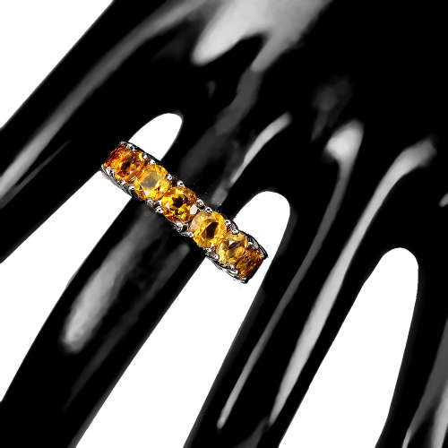 Striking Earth Mined Brazilian Citrine Ring Solid Sterling Silver 14 ct White Gold, no Tarnish