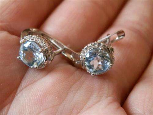 Sparkling Solid Sterling Silver Natural Blue and WhiteTopaz Earrings