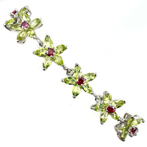 Charming Genuine Peridot Bracelet Solid Sterling Silver 14 ct White Gold Ensure no Tarnish