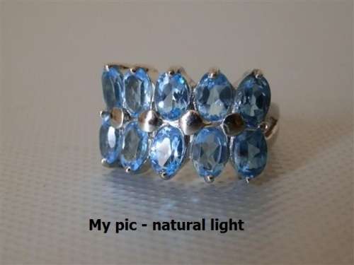 Earth Mined 5.7 ct Blue Topaz Ring in Solid 925 Silver 14 ct White Gold Ring, no Tarnish - 8.07 g