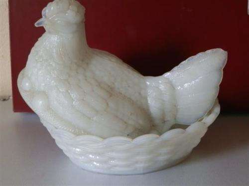Antique Milk Glass Chicken-shaped Butter Pot