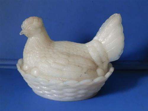 Antique Milk Glass Chicken-shaped Butter Pot
