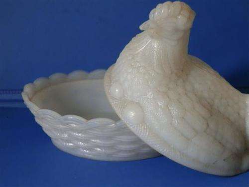 Antique Milk Glass Chicken-shaped Butter Pot