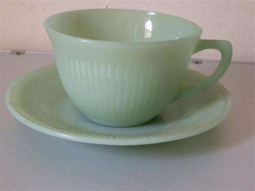 Antique Milk Glass Tea Cup and Saucer circa 1900