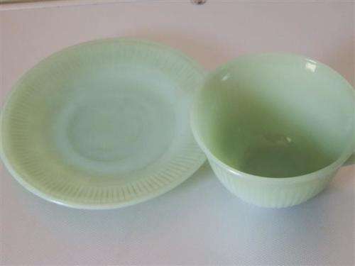 Antique Milk Glass Tea Cup and Saucer circa 1900