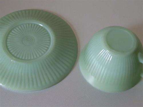 Antique Milk Glass Tea Cup and Saucer circa 1900