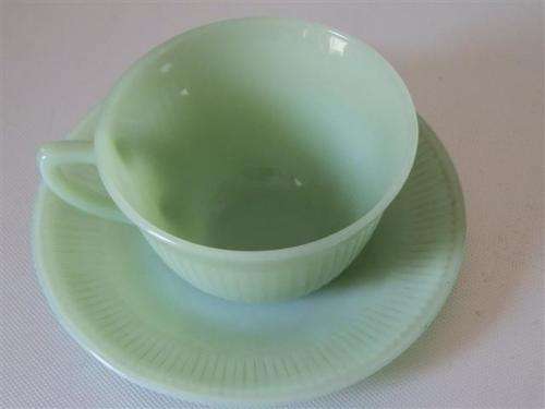 Antique Milk Glass Tea Cup and Saucer circa 1900