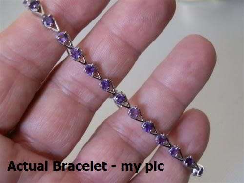 Earth Mined Amethyst Solid Sterling Silver Bracelet with 14 ct White Gold Ensure no Tarnish - 9.61 g