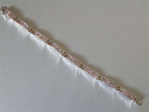 Heavy Solid Sterling Silver Bracelet with Stones - weight 18.1 g