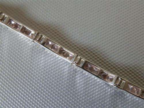 Heavy Solid Sterling Silver Bracelet with Stones - weight 18.1 g