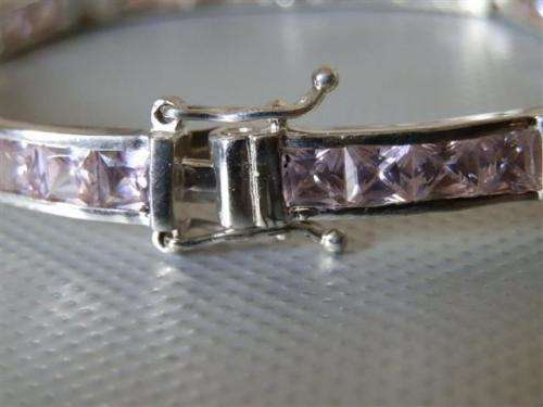 Heavy Solid Sterling Silver Bracelet with Stones - weight 18.1 g