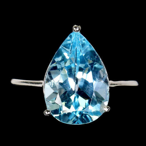 Awesome Solid Sterling Silver 6 ct Natural Sky Blue Topaz Ring