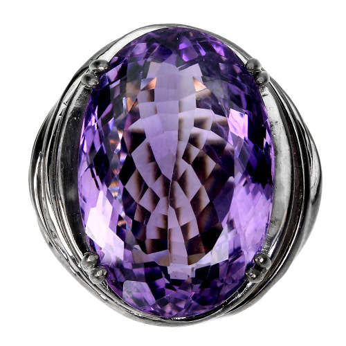 Gorgeous Heavy 25.78 ct Natural Amethyst Solid Sterling Silver Ring - weight 16.3 g
