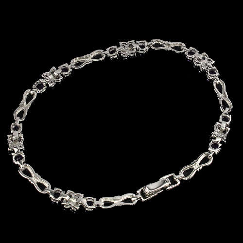 Elegant 4 ct Natural Amethyst and Tanzanite Solid Sterling Silver Bracelet - weight 10.66 g
