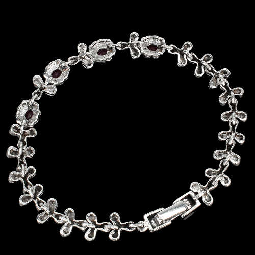 Awesome 2.4 ct Natural Ruby Solid Sterling Silver Bracelet - weight 17.16