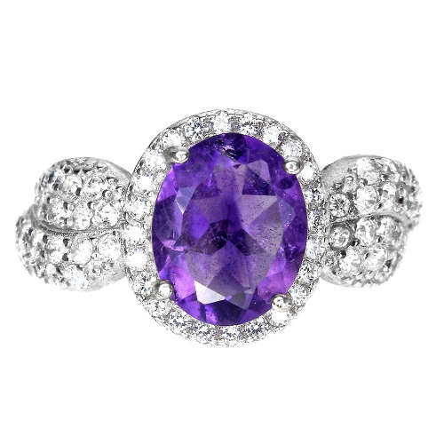 Superb Natural Amethyst Solid Sterling Silver Ring - weight 4.14 g