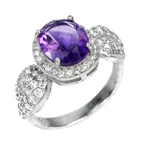 Superb Natural Amethyst Solid Sterling Silver Ring - weight 4.14 g