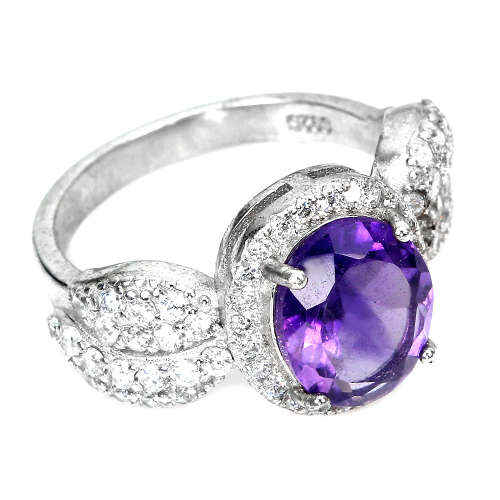 Superb Natural Amethyst Solid Sterling Silver Ring - weight 4.14 g
