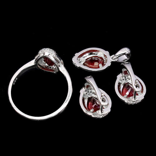 Enchanting Natural Top Blood Red Ruby Solid Sterling Silver Set - weight 8.2 g