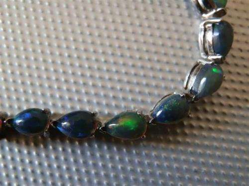Awesome Solid Sterling Silver 5.7 ct Natural Ethiopia Black Opal Bracelet - weight 9.07 g