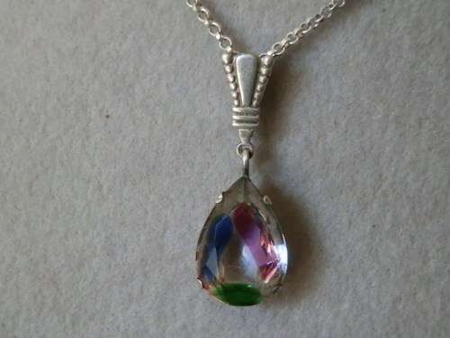 Antique Solid Sterling Silver Rhinestone Necklace