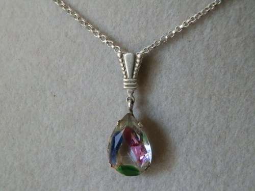 Antique Solid Sterling Silver Rhinestone Necklace
