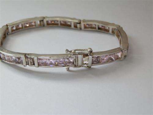 Heavy Solid Sterling Silver Bracelet with Stones - weight 18.1 g