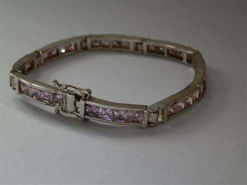 Heavy Solid Sterling Silver Bracelet with Stones - weight 18.1 g